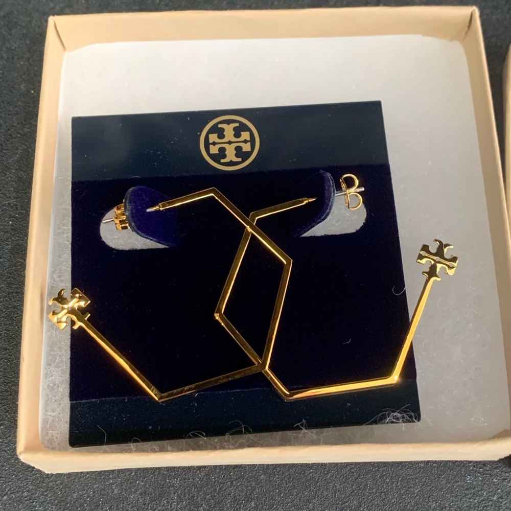 Tory Burch BC Geometric Earrings Gold Color Small New with Tags